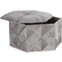 Ashanti Storage Leather Ottoman Large, Grey-Furniture - Chairs-High Fashion Home