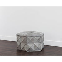 Ashanti Storage Leather Ottoman Large, Grey-Furniture - Chairs-High Fashion Home