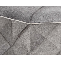 Ashanti Storage Leather Ottoman Large, Grey-Furniture - Chairs-High Fashion Home