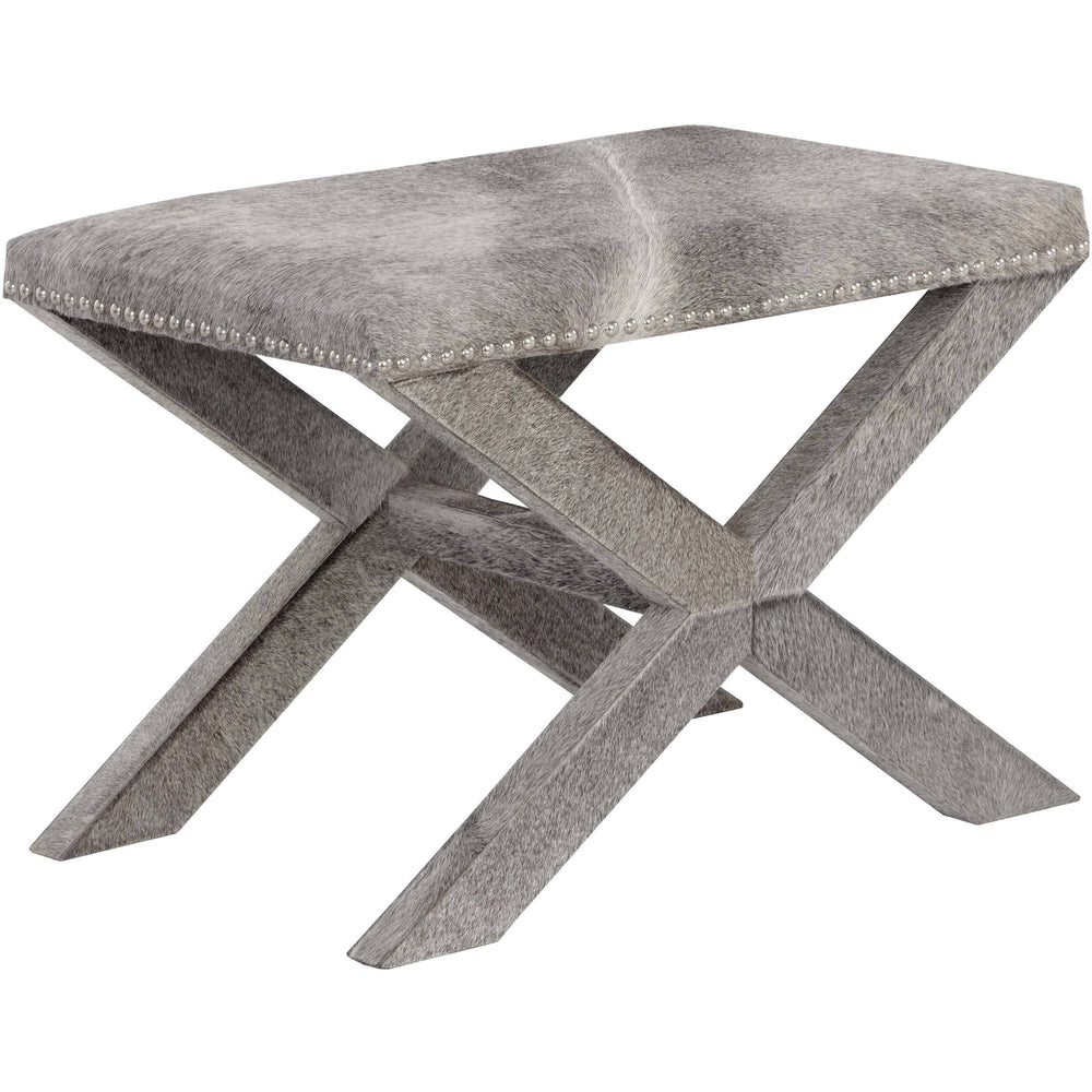 Theodora Leather Stool, Grey-Furniture - Chairs-High Fashion Home
