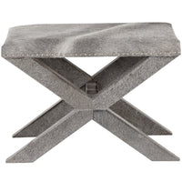 Theodora Leather Stool, Grey-Furniture - Chairs-High Fashion Home