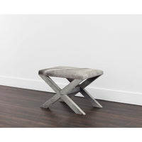 Theodora Leather Stool, Grey-Furniture - Chairs-High Fashion Home