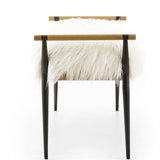 Charlotte Bench, Mongolian Cream Fur-Furniture - Chairs-High Fashion Home