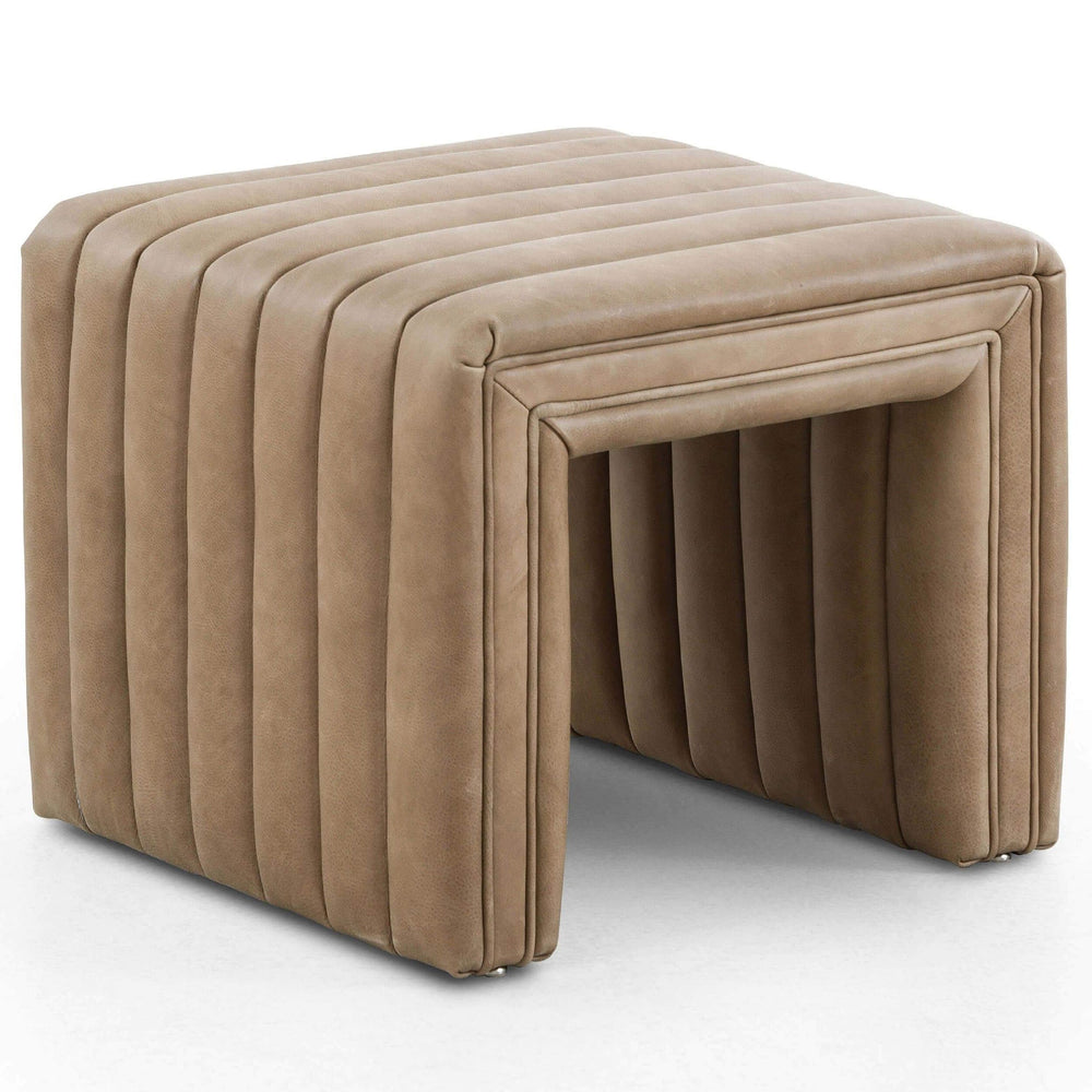 Augustine 21" Leather Ottoman, Palermo Drift-Furniture - Chairs-High Fashion Home