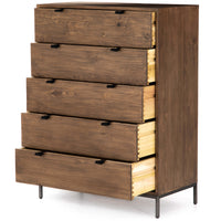 Trey 5 Drawer Dresser, Auburn Poplar-Furniture - Storage-High Fashion Home