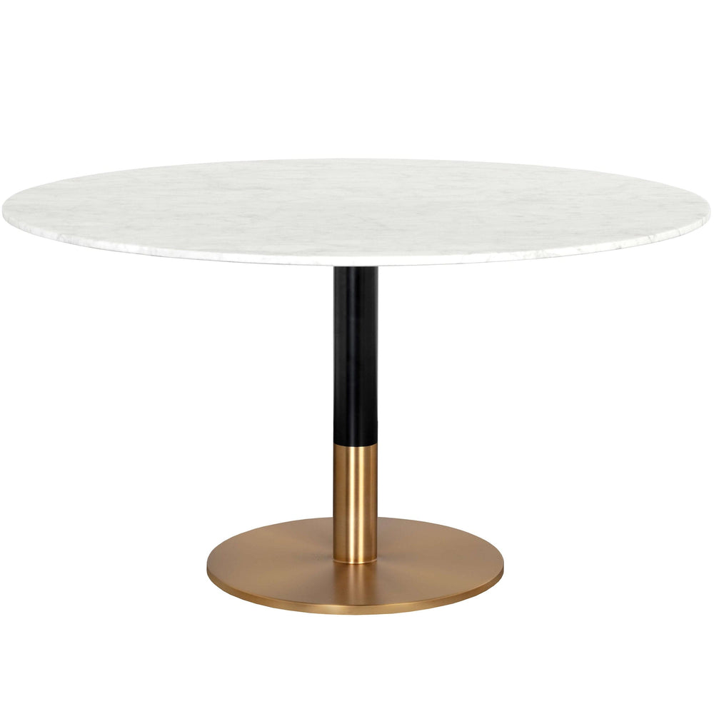Massie 54" Round Dining Table, White Marble-Furniture - Dining-High Fashion Home