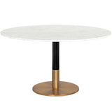 Massie 54" Round Dining Table, White Marble-Furniture - Dining-High Fashion Home