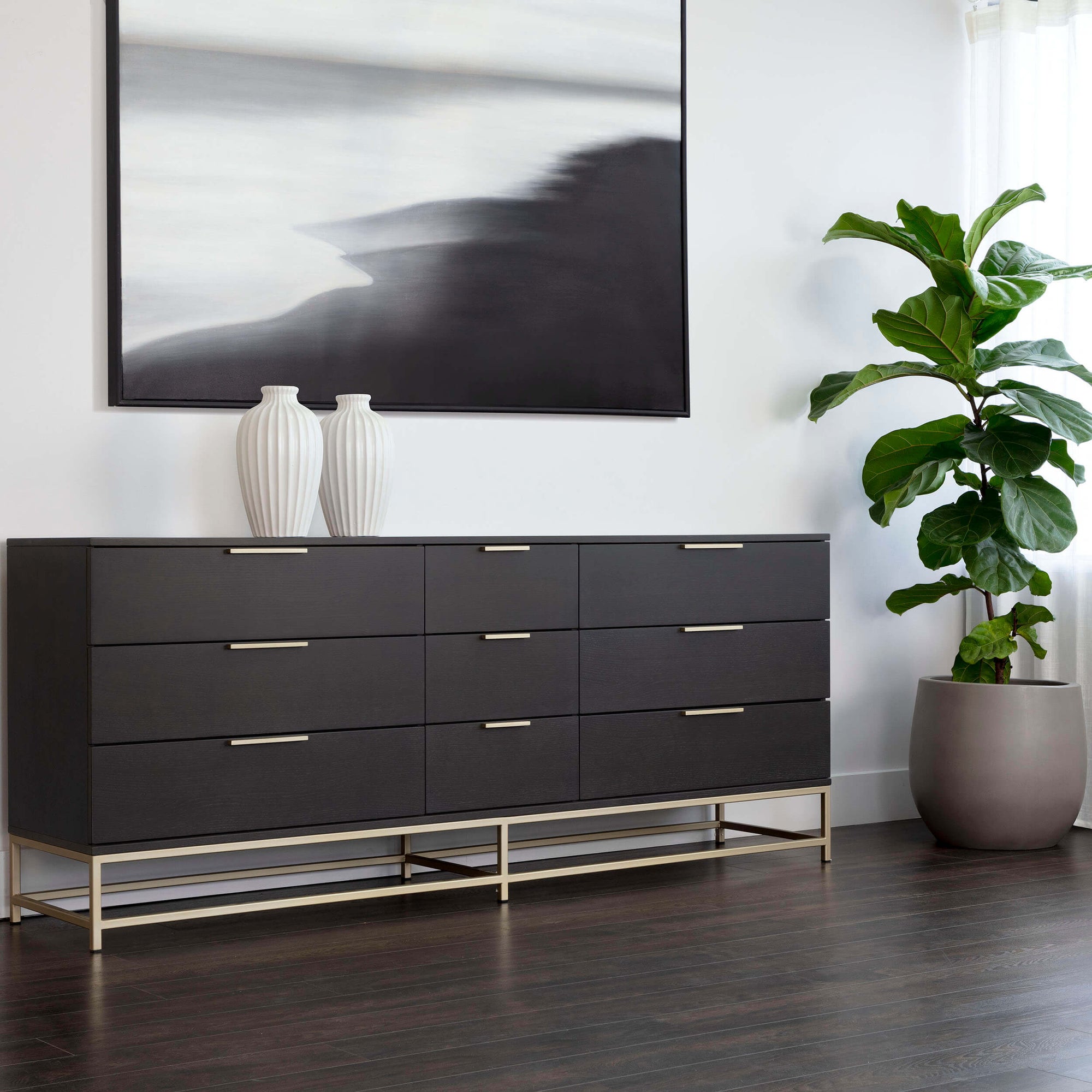 Sunpan Rebel Dresser Large Gold - Charcoal Grey Sunpan Rebel Dresser Large Gold - Charcoal Grey