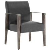 Earl Leather Arm Chair, Brentwood Charcoal-Furniture - Dining-High Fashion Home