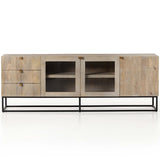 Kelby Media Console, Light Wash Carved-Furniture - Storage-High Fashion Home