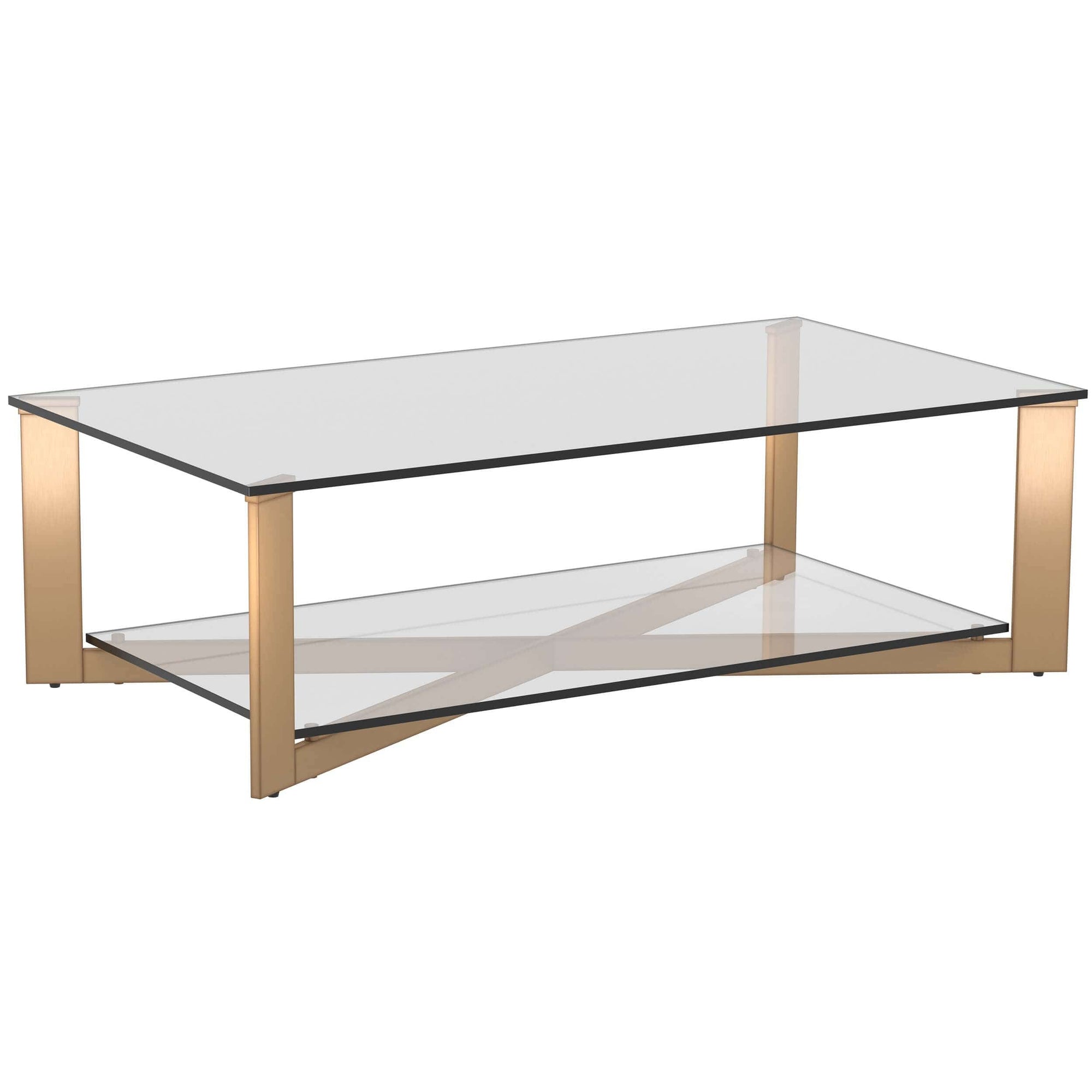 Xavier Rectangular Coffee Table, Antique Brass High Fashion Home