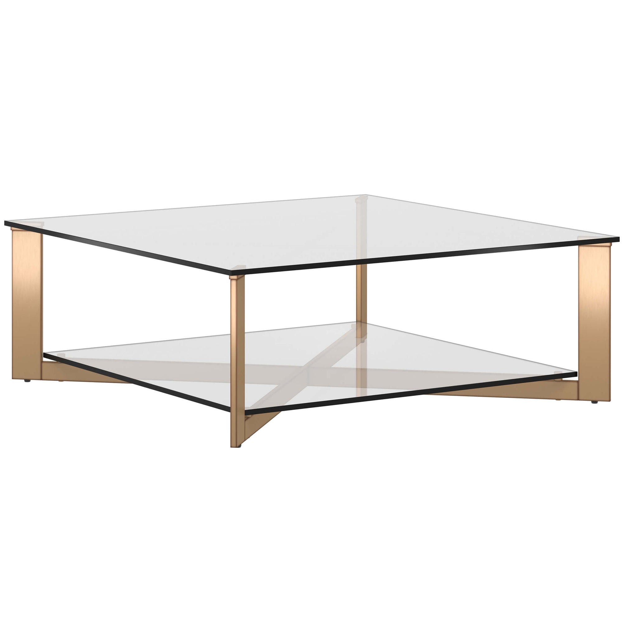Xavier Square Coffee Table, Antique Brass High Fashion Home