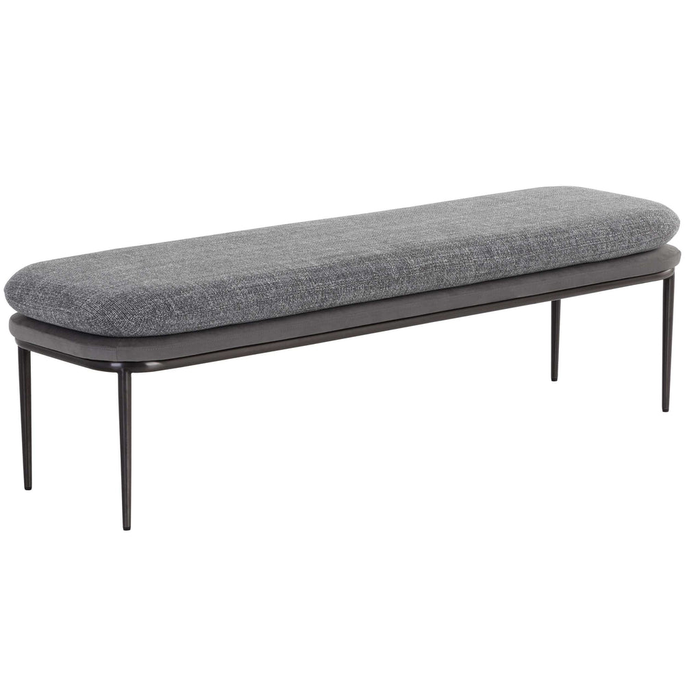 Koffi Bench, Antonio Charcoal/Chacha Grey-Furniture - Benches-High Fashion Home