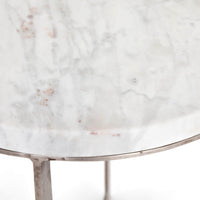 Lennie Round Nightstand, Brushed Nickel-Furniture - Accent Tables-High Fashion Home