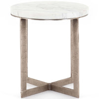 Lennie Round Nightstand, Brushed Nickel-Furniture - Accent Tables-High Fashion Home