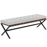 Kenji Small Bench, Mina Light Grey-Furniture - Benches-High Fashion Home