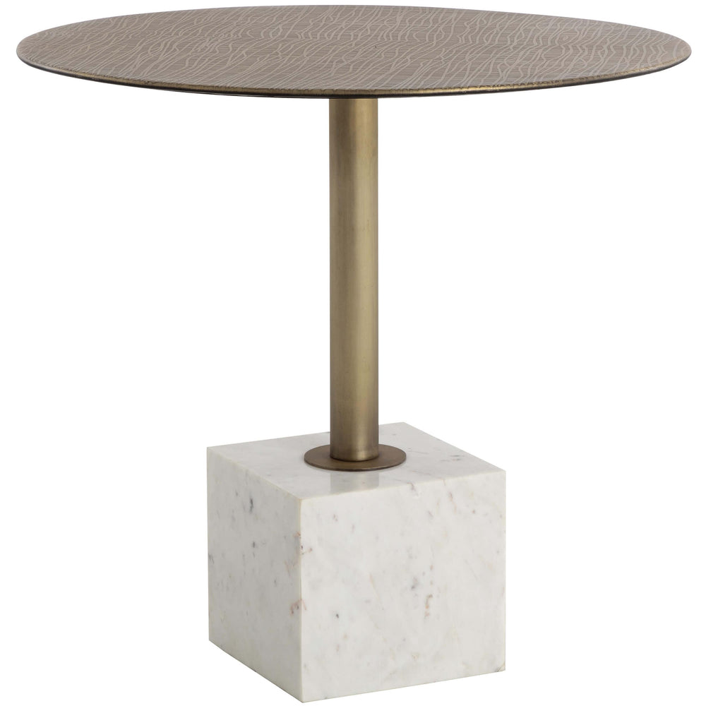 Kata 32" Round Bistro Table, White Marble-Furniture - Dining-High Fashion Home