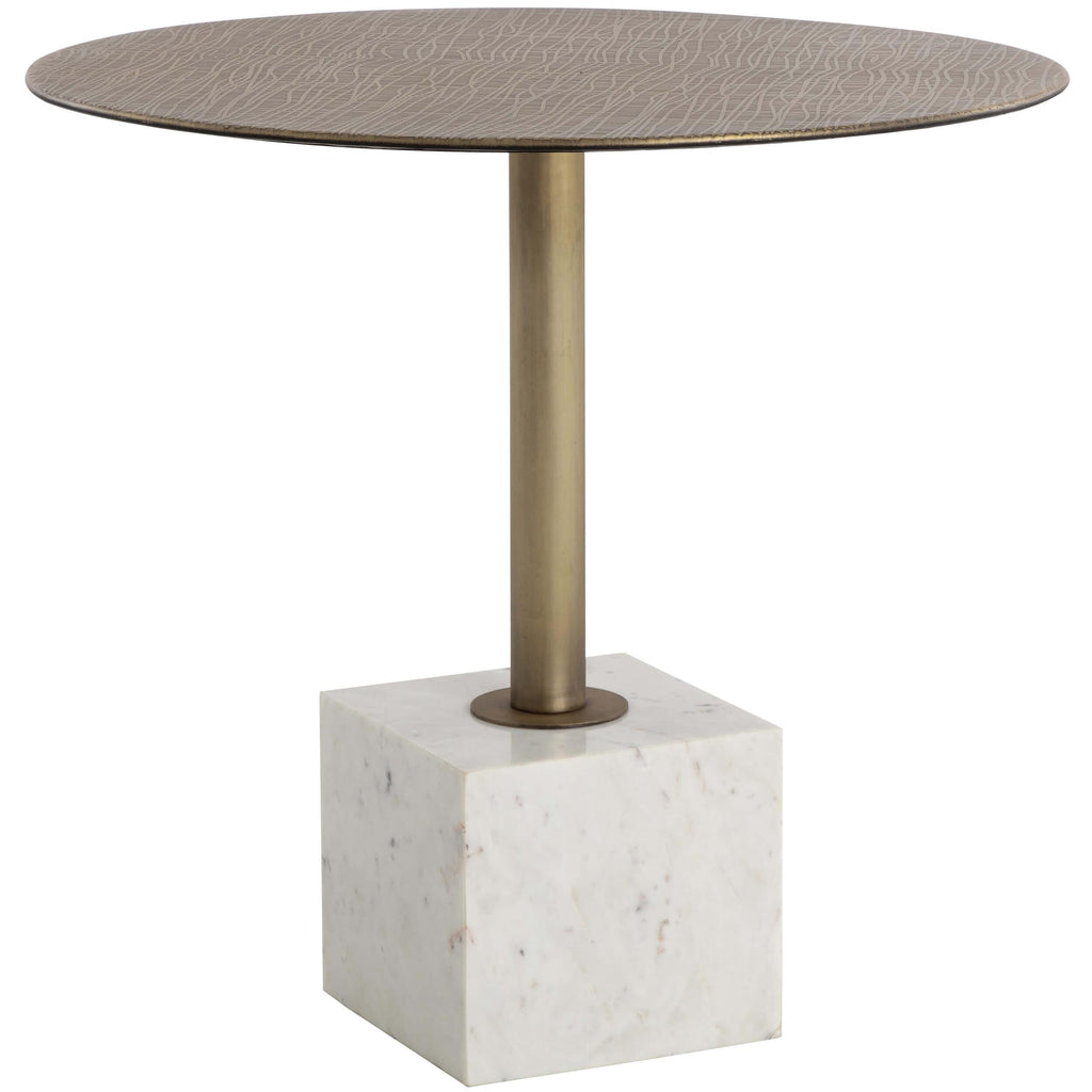 Kata 32" Round Bistro Table, White Marble High Fashion Home