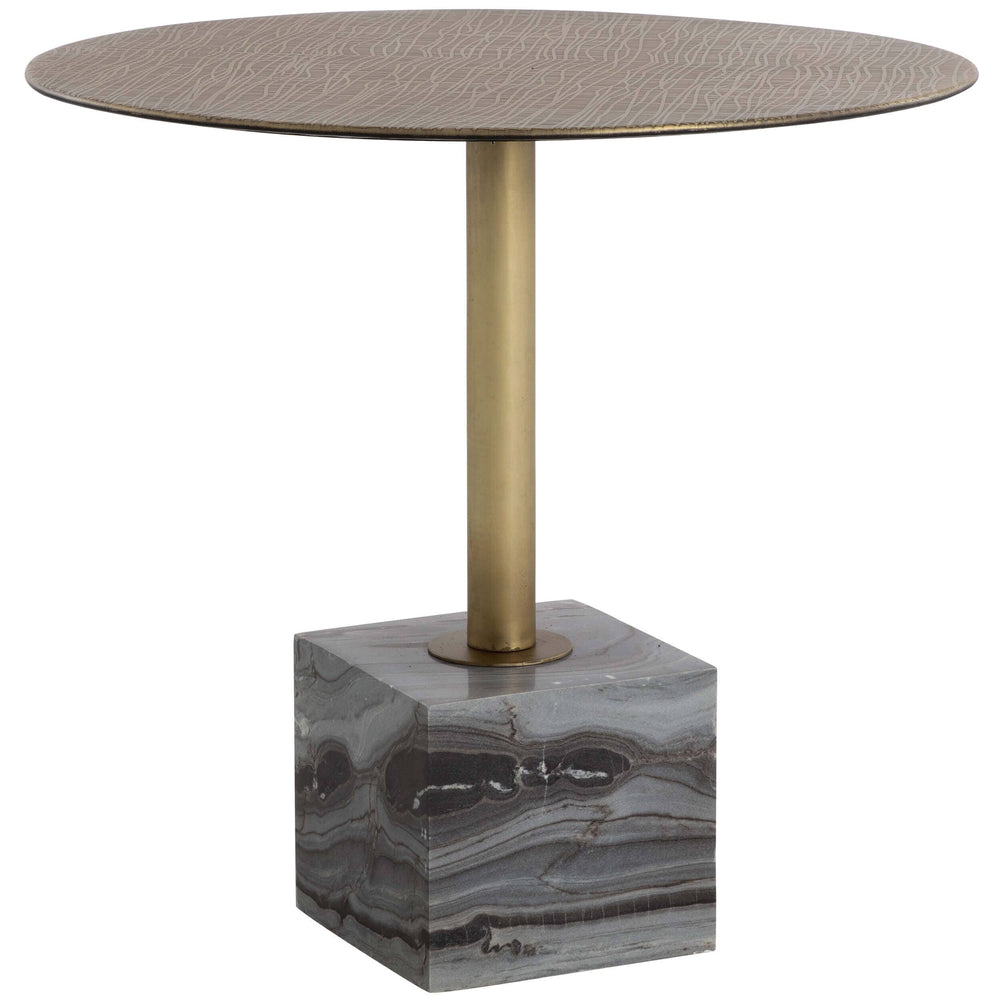 Kata 32" Round Bistro Table, Grey Marble-Furniture - Dining-High Fashion Home