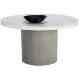 Nicolette 55" Round Dining Table, Light Grey Marble Look-Furniture - Dining-High Fashion Home