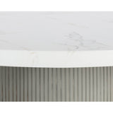Nicolette 55" Round Dining Table, Light Grey Marble Look-Furniture - Dining-High Fashion Home