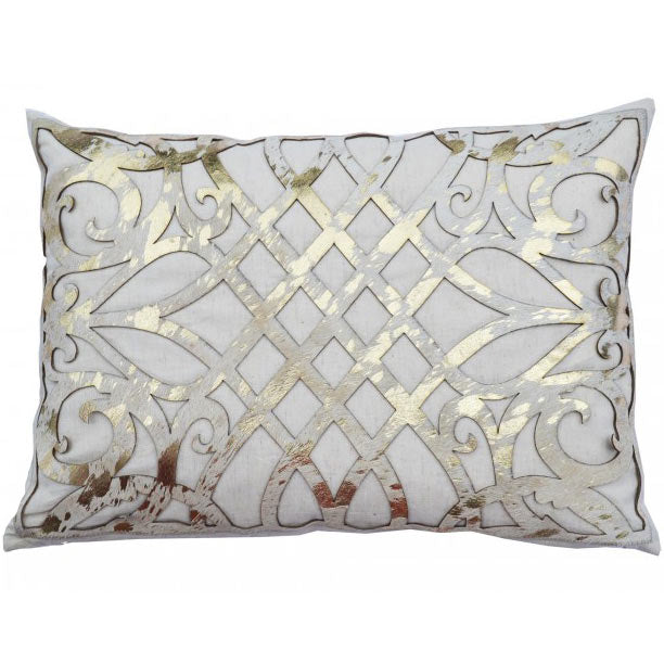 Cloud 9 Charlotte Gold Laser Cut Hair on Hide Kidney Pillow - Accessories - Pillows