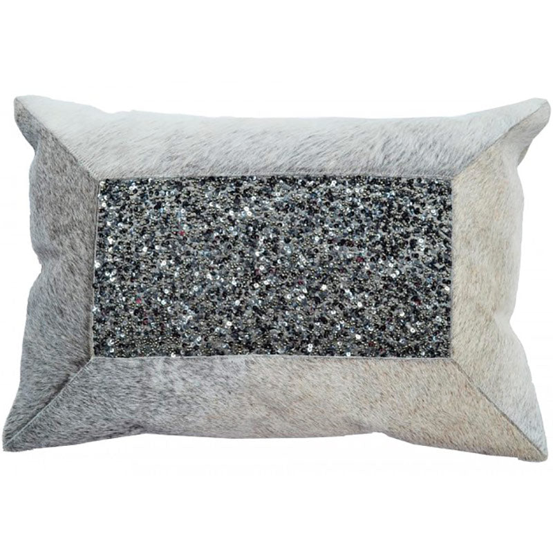 Cloud 9 Zilar Beaded Hair on Hide Border Kidney Pillow - Accessories - Pillows