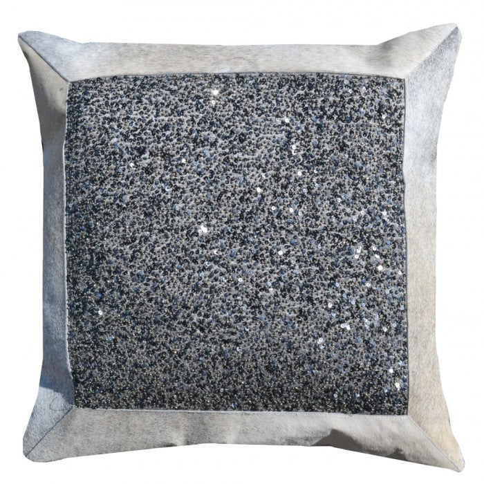Cloud 9 Zilar Beaded Hair on Hide Border Pillow - Accessories - Pillows