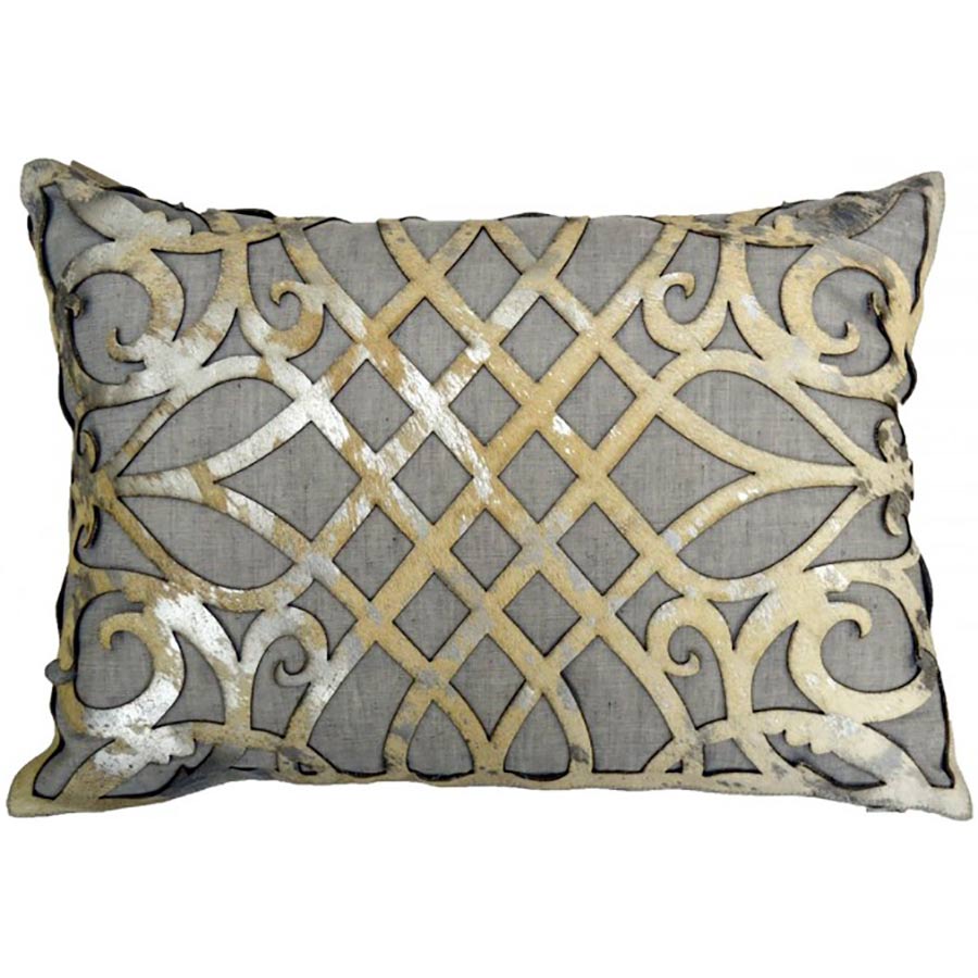 Cloud 9 Grey Laser Cut Hair On Hide Kidney Pillow - Furniture - Editor's Picks