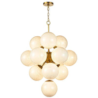 La Dame Chandelier, Swirl Glass Natural Brass-High Fashion Home