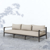 Sherwood 93" Outdoor Sofa, Faye Sand/Bronze-Furniture - Sofas-High Fashion Home