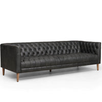 Williams Leather Sofa, Washed Ebony-High Fashion Home