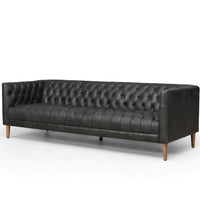 Williams Leather Sofa, Washed Ebony-High Fashion Home