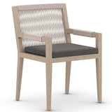 Sherwood Outdoor Dining Arm Chair, Charcoal/Washed Brown-Furniture - Dining-High Fashion Home