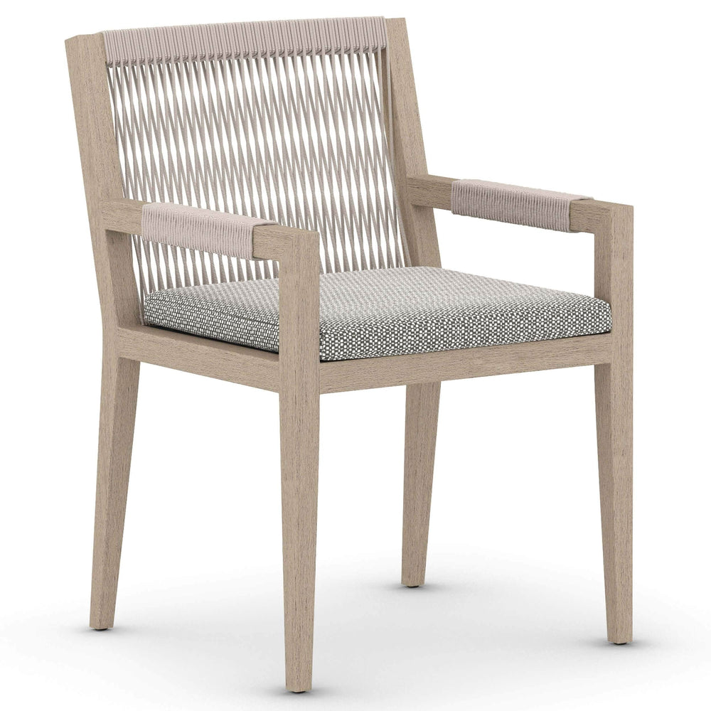 Sherwood Outdoor Dining Arm Chair, Faye Ash/Washed Brown-Furniture - Dining-High Fashion Home