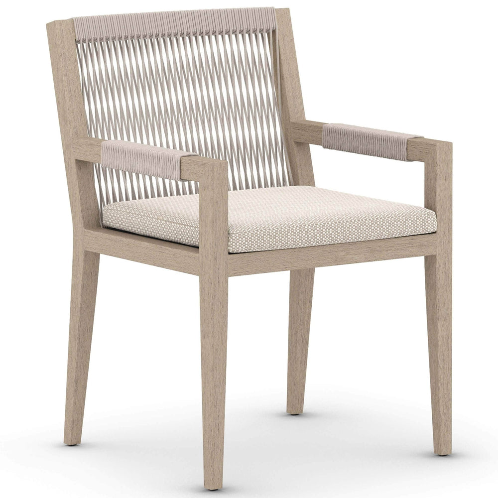 Sherwood Outdoor Dining Arm Chair, Faye Sand/Washed Brown-Furniture - Dining-High Fashion Home