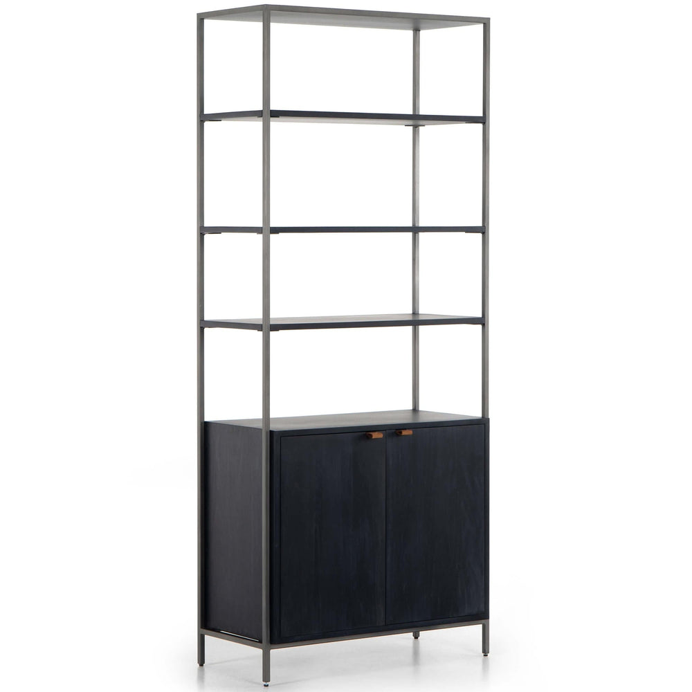 Trey Modular Wide Bookcase, Black Wash-Furniture - Storage-High Fashion Home