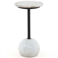 Viola Accent Table, Polished White Marble