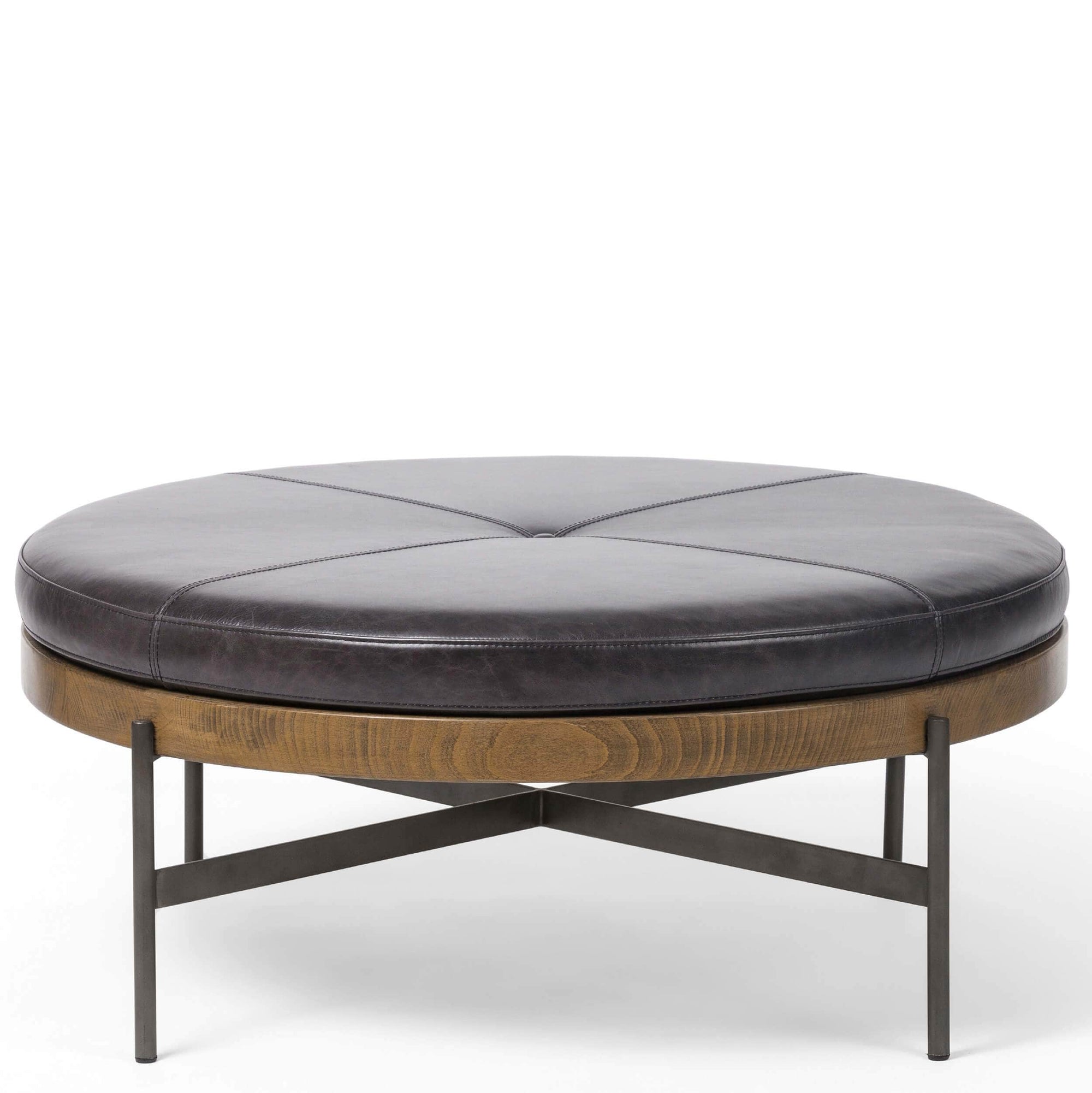 Edwyn Large Leather Ottoman Sonoma Black High Fashion Home