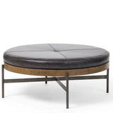 Edwyn Large Leather Ottoman, Sonoma Black-Furniture - Chairs-High Fashion Home