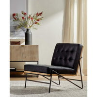 Romy Leather Chair, Harness Black-Furniture - Chairs-High Fashion Home