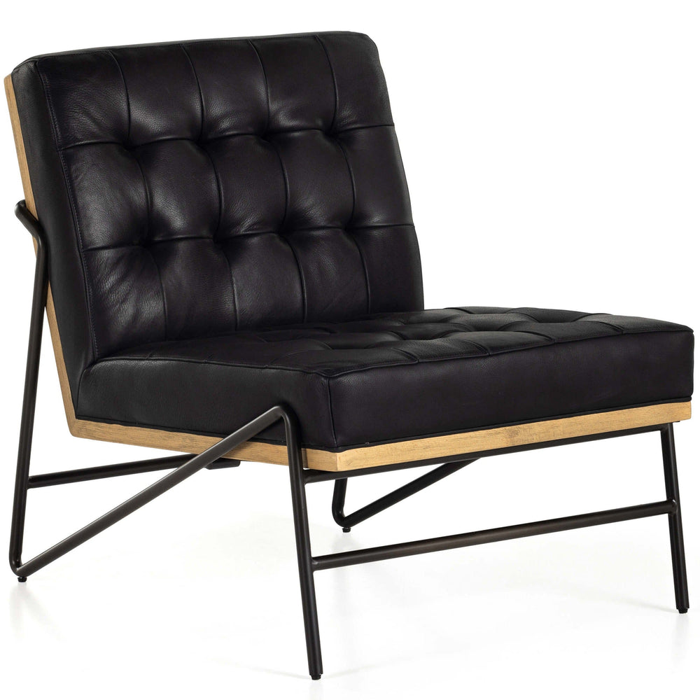 Romy Leather Chair, Harness Black-Furniture - Chairs-High Fashion Home
