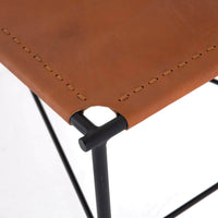 Zeke Leather Bench, Caramel-Furniture - Chairs-High Fashion Home