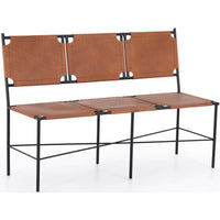Zeke Leather Bench, Caramel-Furniture - Chairs-High Fashion Home