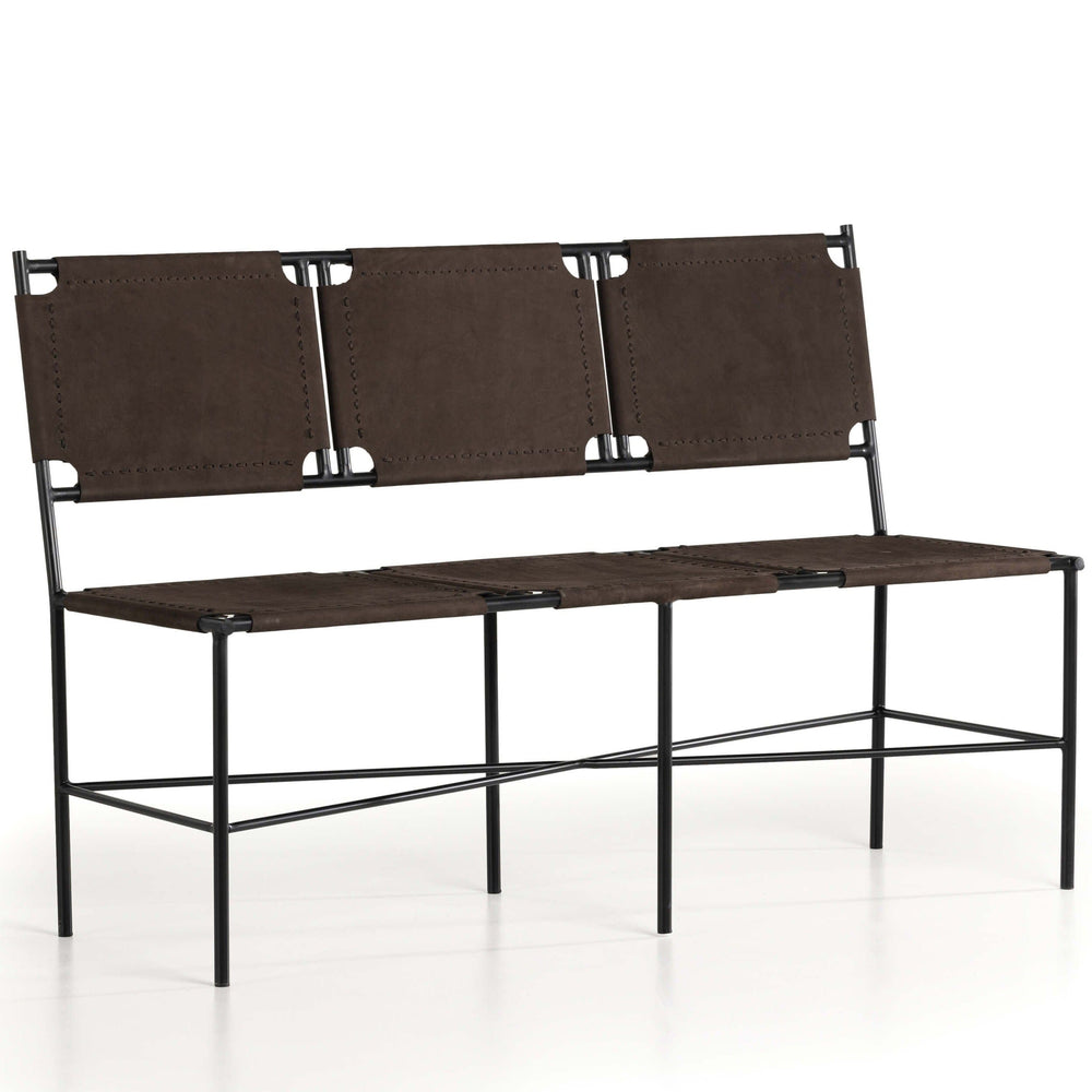 Zeke Leather Accent Bench, Espresso-Furniture - Chairs-High Fashion Home