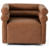Evie Leather Swivel Chair, Palermo Cognac-Furniture - Chairs-High Fashion Home