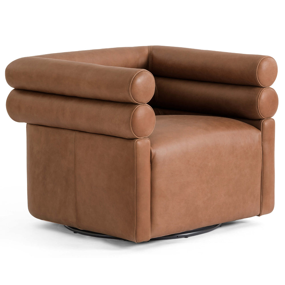 Evie Leather Swivel Chair, Palermo Cognac-Furniture - Chairs-High Fashion Home