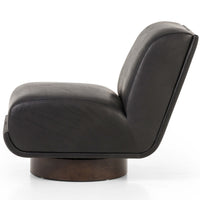 Bronwyn Leather Swivel Chair, Heirloom Black-Furniture - Chairs-High Fashion Home