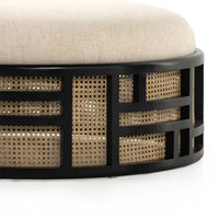 June Round Ottoman, Brushed Ebony-Furniture - Chairs-High Fashion Home