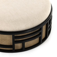 June Round Ottoman, Brushed Ebony-Furniture - Chairs-High Fashion Home